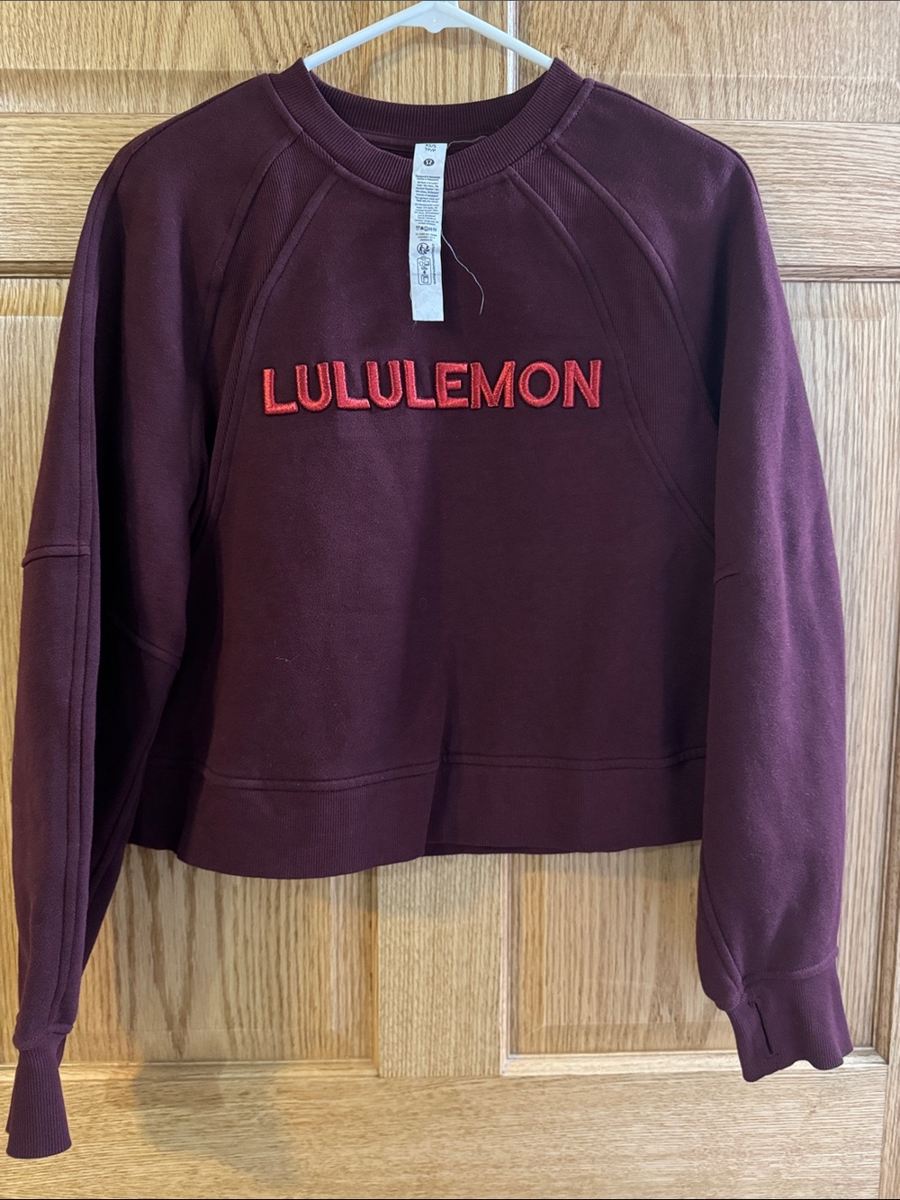 lululemon athletica Burgundy Crew Sweatshirt with Red Logo